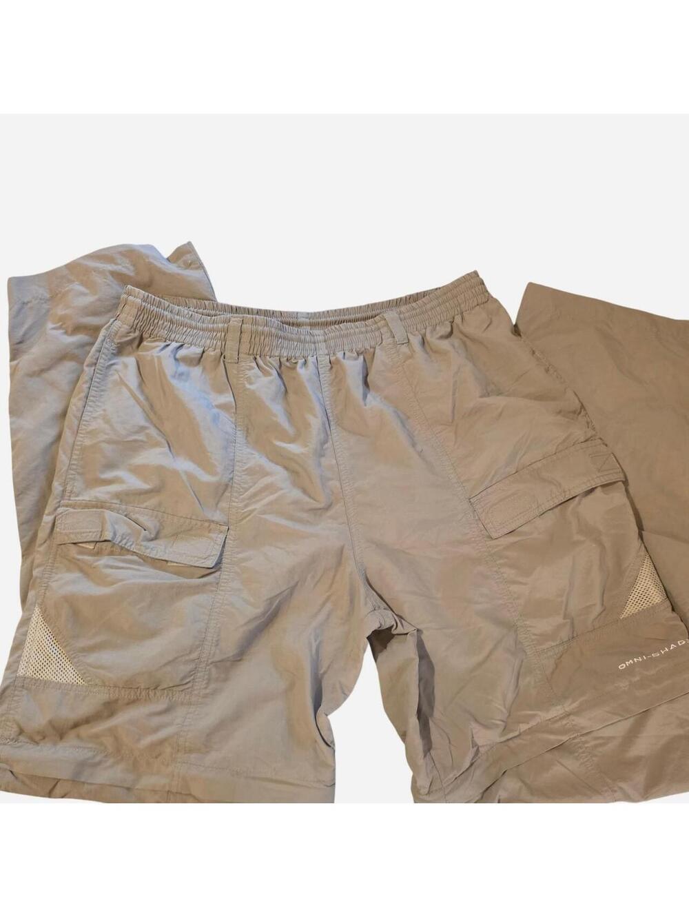 Columbia Omni-Hazard polyester pants in tan & brown, men's 32 #outdoor